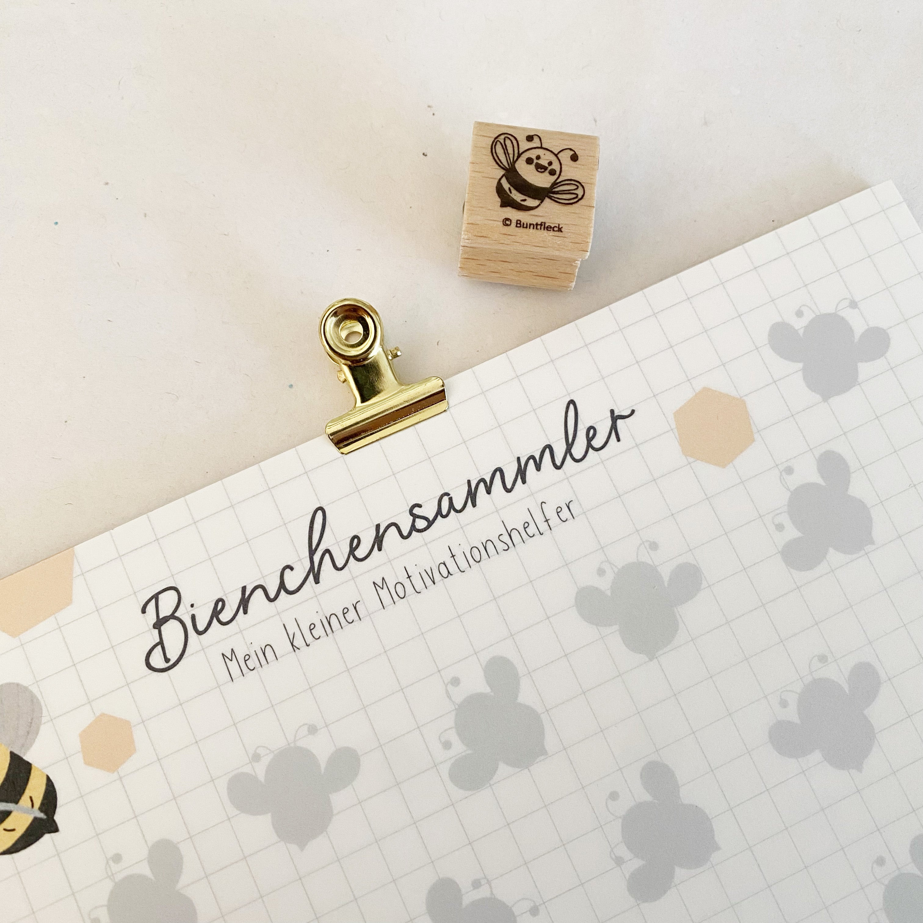 Bienchensammler Block mit Stempel - Countdown / Motivationstafel / Belohnungstafel/Motivationshelfer